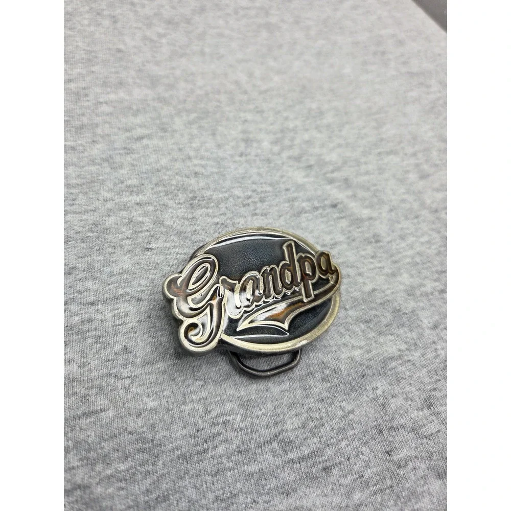 Vintage 1987 Grandpa Blue and Gold Enamel Belt Buckle Made in USA Gift